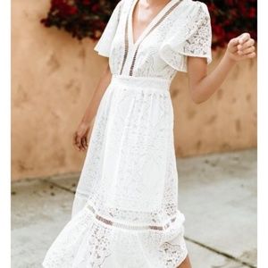 Vici Dolls Away With The Breeze Lace Midi Dress